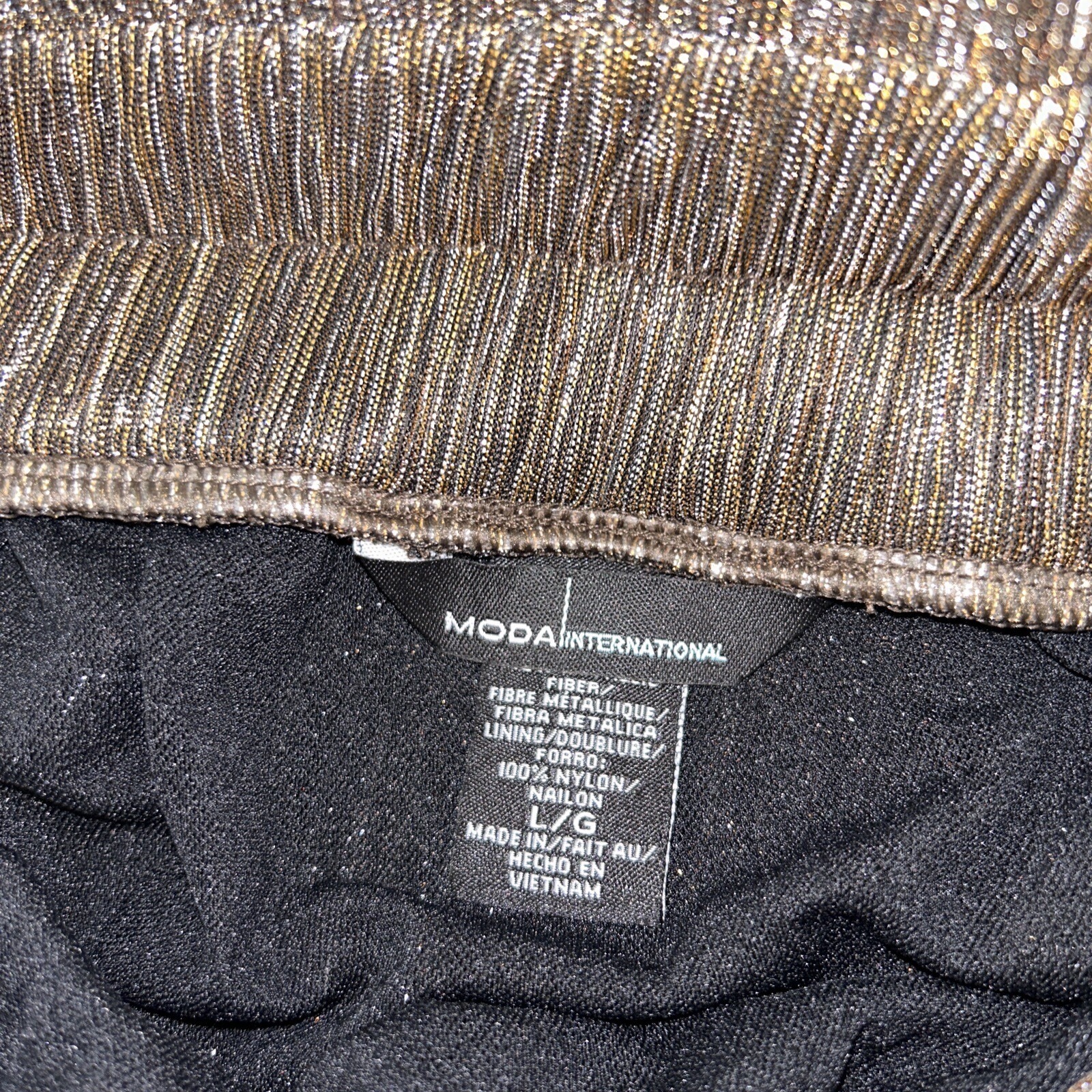 Moda Dress Large Black Metallic Texture Deep V Lined Elastic Waist Sexy Party — image 4 of 4